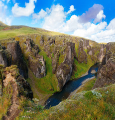 Amazing Fjadrargljufur canyon in summer, Iceland