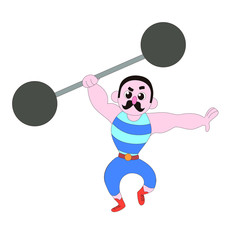 Strong circus man with mustache