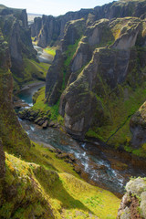 Amazing Fjadrargljufur canyon in summer, Iceland