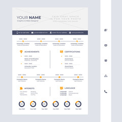 cv / resume design template with glyph icons included