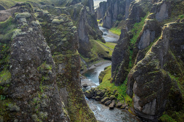 Amazing Fjadrargljufur canyon in summer, Iceland