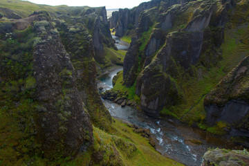 Amazing Fjadrargljufur canyon in summer, Iceland