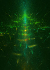 Abstract 3d illustration of energy fields. The concept of astral. Representations of aura and chakras. Colorful digital artwork background.