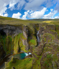 Amazing Fjadrargljufur canyon in summer, Iceland