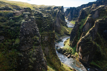 Amazing Fjadrargljufur canyon in summer, Iceland