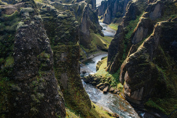 Amazing Fjadrargljufur canyon in summer, Iceland