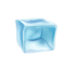 Frozen ice cube isolated on a white background. Vector illustration.