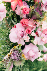 Elegant pink flowers wedding arch