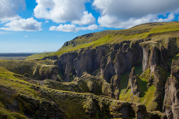 Amazing Fjadrargljufur canyon in summer, Iceland