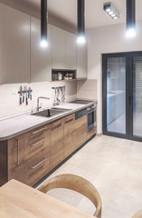 Luxury kitchen. Interior design design of modern apartment.