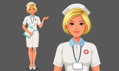 Beautiful young nurse vector illustration part 1