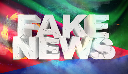 3D illustration of fake news concept with background flag of Eritrea.