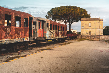 MANDURIA-ITALY/DECEMBER 2017: Abandoned train