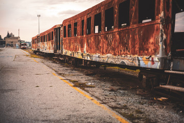 MANDURIA-ITALY/DECEMBER 2017: Abandoned train