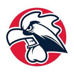 rooster head black and white mascot logo vector illustration © VECTORVICTRORY
