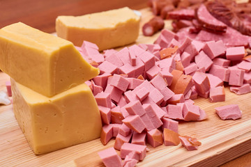 cheese on a wooden board