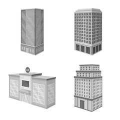 Vector illustration of realty and modern sign. Collection of realty and building stock vector illustration.