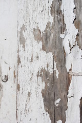 white peeling paint on wood plank background 