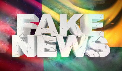 3D illustration of fake news concept with background flag of Guinea-Bissau.