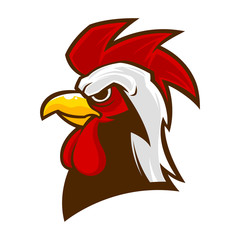 rooster head mascot logo vector illustration