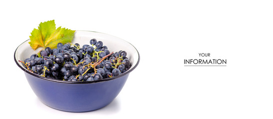 Bowl of grapes pattern on a white background. Isolation