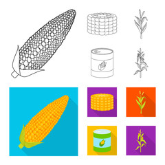 Isolated object of cornfield and vegetable icon. Collection of cornfield and vegetarian stock vector illustration.