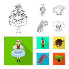 Vector design of traditional and tour logo. Set of traditional and landmarks stock vector illustration.