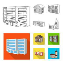 Vector design of facade and housing sign. Collection of facade and infrastructure stock vector illustration.