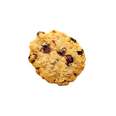 Oats and cranberry cookie isolated on white background