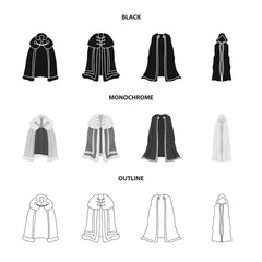 Vector illustration of material and clothing icon. Set of material and garment vector icon for stock.