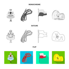 Vector illustration of traditional and tour symbol. Set of traditional and landmarks vector icon for stock.