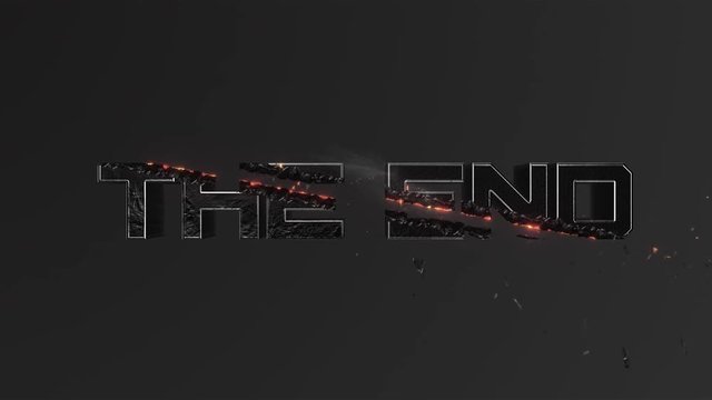 The end (outro) animation 3D meteor destraction