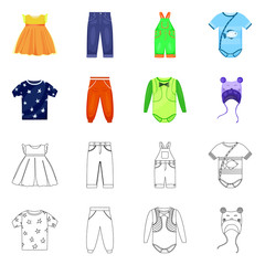 Naklejka premium Vector design of fashion and garment sign. Collection of fashion and cotton vector icon for stock.