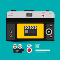 Mirrorless Camera with Rec Button for Footage Projects Vector Symbol