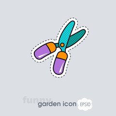Secateurs, pruner, averruncator flat vector icon