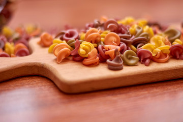 Multi Colored Italian pasta. Dry Italian pasta in colors