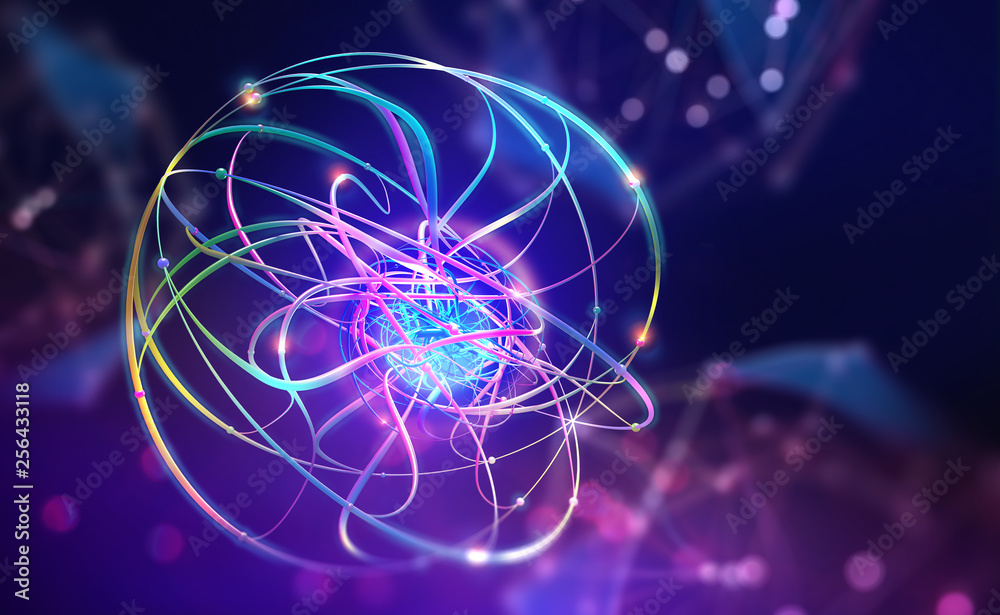 Aufkleber big data concept. abstract, futuristic database. fullcolor 3d illustration of a digital information 