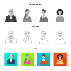 Isolated object of hairstyle and profession  logo. Set of hairstyle and character  stock symbol for web.