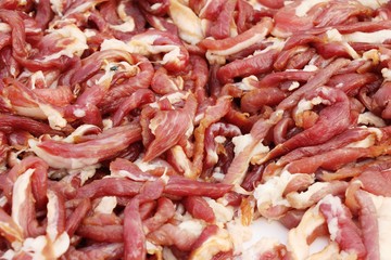 Sun-dried pork for cooking in market