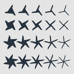 Set of the abstract monochrome signs ninja