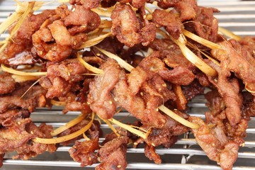 Fried sun dried pork at street food