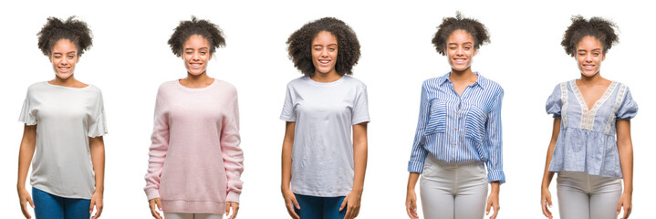 Collage of african american woman over isolated background winking looking at the camera with sexy...