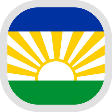 Icon square shape with Flag on white background