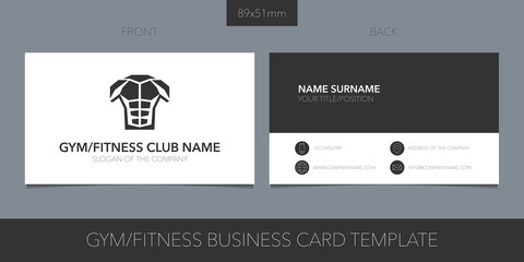 Gym, sport club vector business card layout