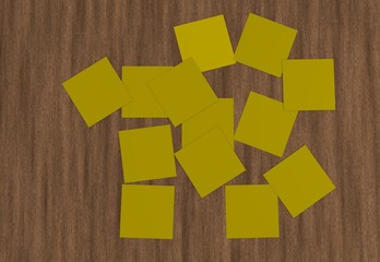 Gelbe Notizzettel auf Holzuntergrund