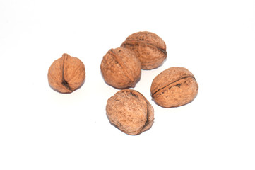 walnuts on a white background isolated macro