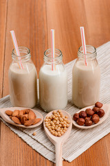 Almond, soybean and hazelnut milk