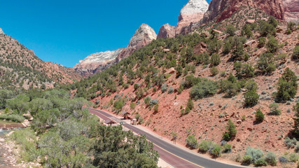 Zion National Park, aerial view on a sunny day