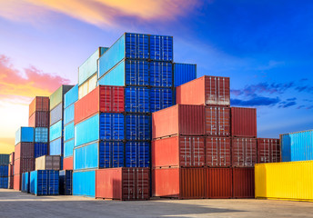 Fototapeta premium Industrial Container yard for Logistic Import Export business