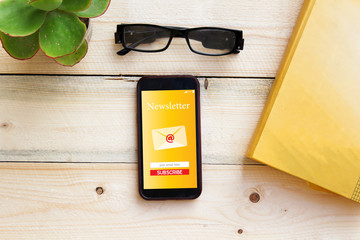 Subscribe newsletter concept on smart phone